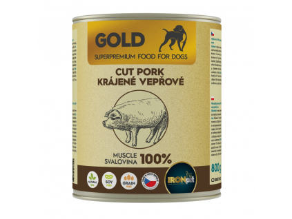 IRONpet Gold Dog Vepřová krájená svalovina 800 g z kategorie Chovatelské potřeby a krmiva pro psy > Krmiva pro psy > Konzervy pro psy