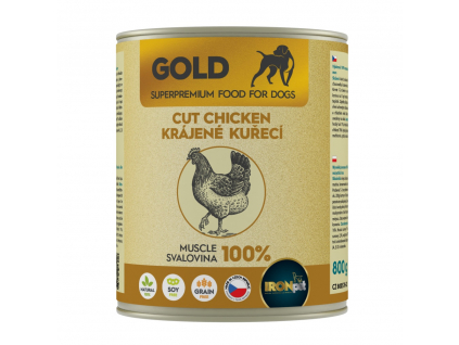 IRONpet Gold Dog Kuřecí krájená svalovina 800 g z kategorie Chovatelské potřeby a krmiva pro psy > Krmiva pro psy > Konzervy pro psy