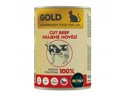 IRONpet Gold Cat Hovězí krájená svalovina 400 g z kategorie Chovatelské potřeby a krmiva pro kočky > Krmivo a pamlsky pro kočky > Konzervy pro kočky