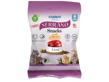 Serrano Snack Cat AntiHairball Liver 50 g z kategorie Chovatelské potřeby a krmiva pro kočky > Krmivo a pamlsky pro kočky > Pamlsky pro kočky