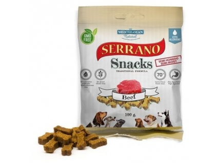 Serrano Snack Dog Beef 100 g z kategorie Chovatelské potřeby a krmiva pro psy > Pamlsky pro psy > Poloměkké pamlsky pro psy
