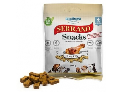 Serrano Snack Dog Turkey 100 g z kategorie Chovatelské potřeby a krmiva pro psy > Pamlsky pro psy > Poloměkké pamlsky pro psy
