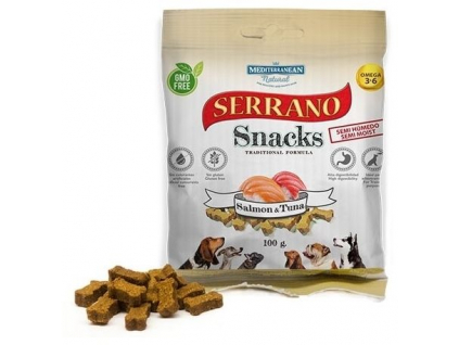 Serrano Snack Dog Salmon & Tuna 100 g z kategorie Chovatelské potřeby a krmiva pro psy > Pamlsky pro psy > Poloměkké pamlsky pro psy