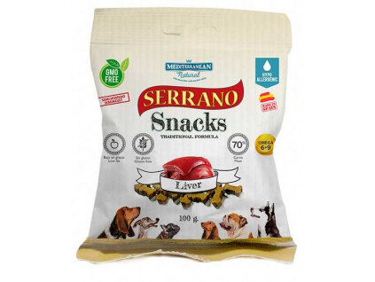 Serrano Snack Dog Liver 100 g z kategorie Chovatelské potřeby a krmiva pro psy > Pamlsky pro psy > Poloměkké pamlsky pro psy