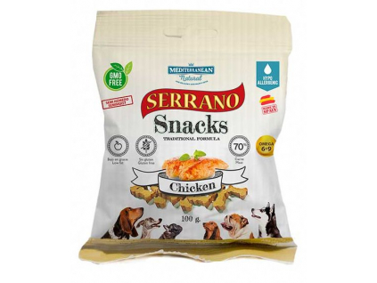 Serrano Snack Dog Serrano Chicken 100 g z kategorie Chovatelské potřeby a krmiva pro psy > Pamlsky pro psy > Poloměkké pamlsky pro psy