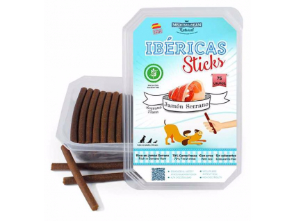 Ibéricas Sticks Dog Snack Serrano Ham (75ks) z kategorie Chovatelské potřeby a krmiva pro psy > Pamlsky pro psy > Tyčinky, salámky pro psy