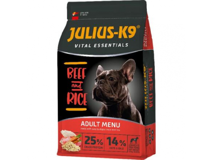JULIUS K-9 HighPremium ADULT Vital Essentials BEEF&Rice 12+2kg z kategorie Chovatelské potřeby a krmiva pro psy > Krmiva pro psy > Granule pro psy