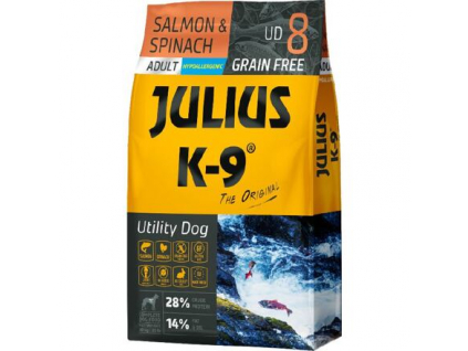 JULIUS K-9 ADULT SALMON&SPINACH 10kg z kategorie Chovatelské potřeby a krmiva pro psy > Krmiva pro psy > Granule pro psy