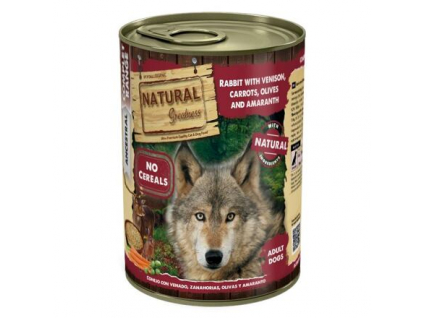Natural Greatness králík, zvěřina, mrkev, olivy, amarant konzerva pro psy 400 g z kategorie Chovatelské potřeby a krmiva pro psy > Krmiva pro psy > Konzervy pro psy