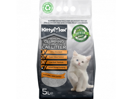 KITTYMAX kočkolit bezprašný bílý bentonit 5 l z kategorie Chovatelské potřeby a krmiva pro kočky > Toalety, steliva pro kočky > Steliva kočkolity pro kočky