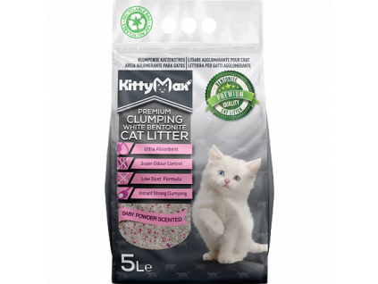 KITTYMAX kočkolit bezprašný bílý bentonit BABY POWDER 5 l z kategorie Chovatelské potřeby a krmiva pro kočky > Toalety, steliva pro kočky > Steliva kočkolity pro kočky