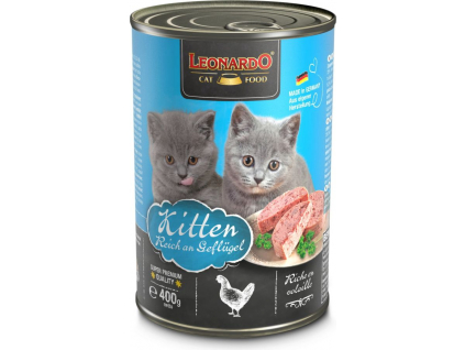 Leonardo Kitten bohaté na kuřecí maso 400g z kategorie Chovatelské potřeby a krmiva pro kočky > Krmivo a pamlsky pro kočky > Konzervy pro kočky