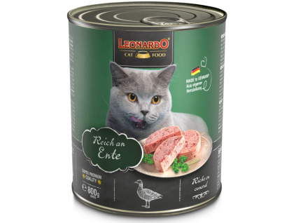Leonardo Bohaté na kachní maso 800 g z kategorie Chovatelské potřeby a krmiva pro kočky > Krmivo a pamlsky pro kočky > Konzervy pro kočky