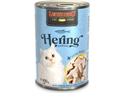 Leonardo Sleď + extra Filet 400 g z kategorie Chovatelské potřeby a krmiva pro kočky > Krmivo a pamlsky pro kočky > Konzervy pro kočky