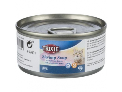 Trixie Shrimp Soup polévka kuře a krevety 80g z kategorie Chovatelské potřeby a krmiva pro kočky > Krmivo a pamlsky pro kočky > Polévky a drinky pro kočky
