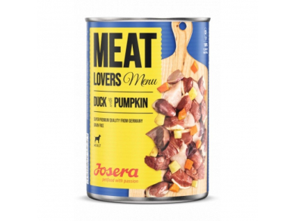 Josera dog Meat Lovers Menu Duck with Pumpkin 400g z kategorie Chovatelské potřeby a krmiva pro psy > Krmiva pro psy > Konzervy pro psy