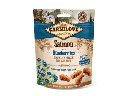 Carnilove Dog Crunchy Snack Salmon with Blueberries 200g z kategorie Chovatelské potřeby a krmiva pro psy > Pamlsky pro psy > Piškoty, sušenky pro psy