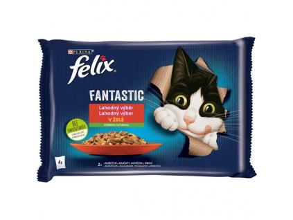 FELIX Fantastic Multipack masový výběr a zelenina 4x85g z kategorie Chovatelské potřeby a krmiva pro kočky > Krmivo a pamlsky pro kočky > Kapsičky pro kočky