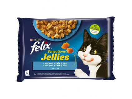 FELIX Sensations Jellies Multipack losos a treska v želé 4x85g z kategorie Chovatelské potřeby a krmiva pro kočky > Krmivo a pamlsky pro kočky > Kapsičky pro kočky