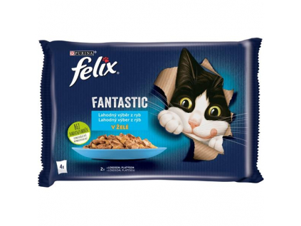 FELIX Fantastic Multipack mořské hody v želé 4x85g z kategorie Chovatelské potřeby a krmiva pro kočky > Krmivo a pamlsky pro kočky > Kapsičky pro kočky