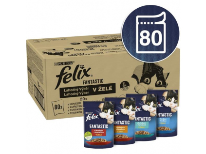 FELIX Fantastic Multipack masový výběr v želé 80x85g z kategorie Chovatelské potřeby a krmiva pro kočky > Krmivo a pamlsky pro kočky > Kapsičky pro kočky