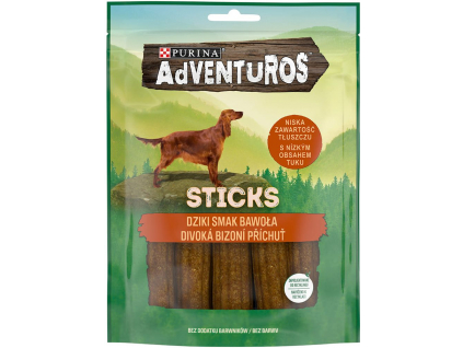 Purina Adventuros Sticks s bizoní příchutí 120g z kategorie Chovatelské potřeby a krmiva pro psy > Pamlsky pro psy > Tyčinky, salámky pro psy