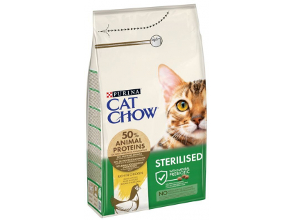 Purina Cat Chow Sterilized kuře 1,5 kg z kategorie Chovatelské potřeby a krmiva pro kočky > Krmivo a pamlsky pro kočky > Granule pro kočky