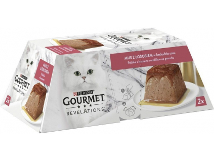 Gourmet Revelations Mousse paštika s lososem 2x57g z kategorie Chovatelské potřeby a krmiva pro kočky > Krmivo a pamlsky pro kočky > Vaničky, paštiky pro kočky