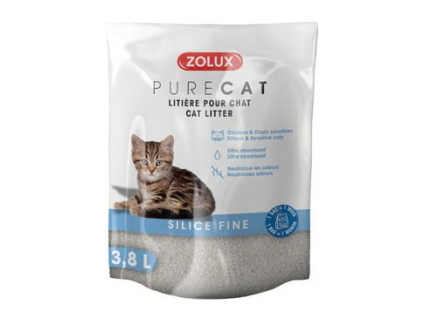 Podestýlka PURECAT fine silica 3,8l Zolux z kategorie Chovatelské potřeby a krmiva pro kočky > Toalety, steliva pro kočky > Steliva kočkolity pro kočky