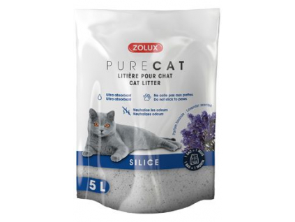 Podestýlka PURECAT levandule silica 5l Zolux z kategorie Chovatelské potřeby a krmiva pro kočky > Toalety, steliva pro kočky > Steliva kočkolity pro kočky