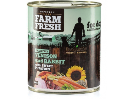 Farm Fresh Zvěřina a králík se sladkými bramborami 400g z kategorie Chovatelské potřeby a krmiva pro psy > Krmiva pro psy > Konzervy pro psy