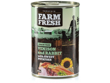 Farm Fresh Zvěřina a králík se sladkými bramborami 800g z kategorie Chovatelské potřeby a krmiva pro psy > Krmiva pro psy > Konzervy pro psy