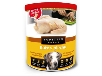 Topstein Kuře v plechu 800 g z kategorie Chovatelské potřeby a krmiva pro psy > Krmiva pro psy > Konzervy pro psy