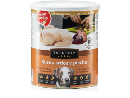 Topstein Kuře a srdce v plechu 800 g z kategorie Chovatelské potřeby a krmiva pro psy > Krmiva pro psy > Konzervy pro psy