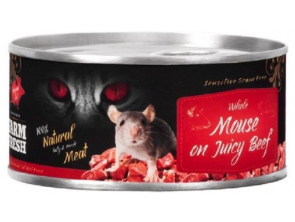 Farm Fresh Whole Mouse on juicy Beef 100g z kategorie Chovatelské potřeby a krmiva pro kočky > Krmivo a pamlsky pro kočky > Konzervy pro kočky