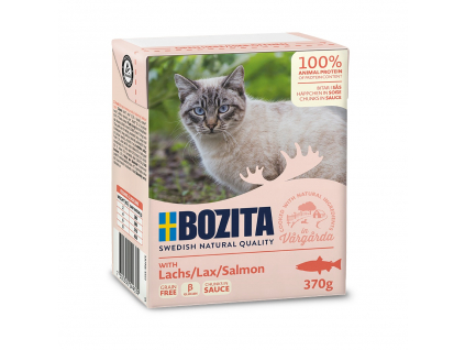 Bozita Cat kousky v omáčce s lososem, tetrapak 370 g z kategorie Chovatelské potřeby a krmiva pro kočky > Krmivo a pamlsky pro kočky > Konzervy pro kočky