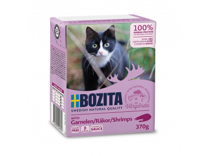 Bozita Cat kousky v omáčce s krevetami, tetrapak 370 g z kategorie Chovatelské potřeby a krmiva pro kočky > Krmivo a pamlsky pro kočky > Konzervy pro kočky