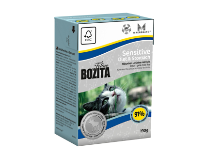 Bozita Feline Cat Sensitive Diet & Stomach, tetrapak 190 g z kategorie Chovatelské potřeby a krmiva pro kočky > Krmivo a pamlsky pro kočky > Konzervy pro kočky