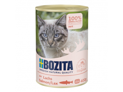 Bozita Cat paté s lososem 400 g z kategorie Chovatelské potřeby a krmiva pro kočky > Krmivo a pamlsky pro kočky > Konzervy pro kočky