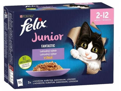 Felix Fantastic Junior Multipack 12x85g z kategorie Chovatelské potřeby a krmiva pro kočky > Krmivo a pamlsky pro kočky > Kapsičky pro kočky