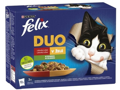 Felix Fantastic Duo Multipack masový výběr se zeleninou 12x85g z kategorie Chovatelské potřeby a krmiva pro kočky > Krmivo a pamlsky pro kočky > Kapsičky pro kočky