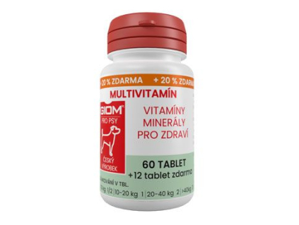 Giom pes Multivitamín 60 tbl+20% zdarma z kategorie Chovatelské potřeby a krmiva pro psy > Vitamíny a léčiva pro psy > Vitaminy a minerály pro psy