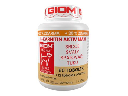 Giom pes L-karnitin Aktiv 60 MAXI tbl+20% zdarma z kategorie Chovatelské potřeby a krmiva pro psy > Vitamíny a léčiva pro psy > Vitaminy a minerály pro psy