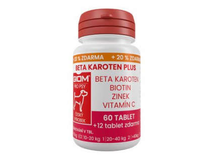 Giom pes Beta-karoten plus 60 tbl+20% zdarma z kategorie Chovatelské potřeby a krmiva pro psy > Vitamíny a léčiva pro psy > Vitaminy a minerály pro psy