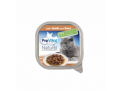 PreVital Cat Naturel jehněčí a játra, vanička 100g