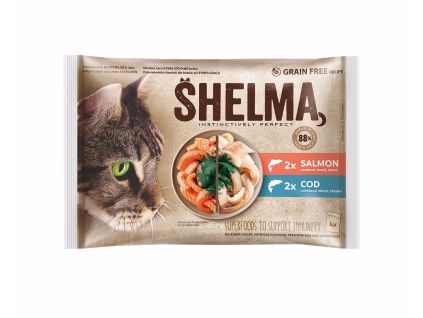 SHELMA Cat Pouch Salmon & Cod 4x85g