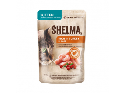 SHELMA Kitten kapsička krůta a brusinka v omáčce 85g