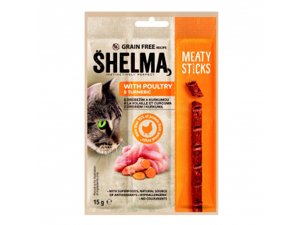 Shelma Sticks s drůbežím a kurkumou GF 15 g