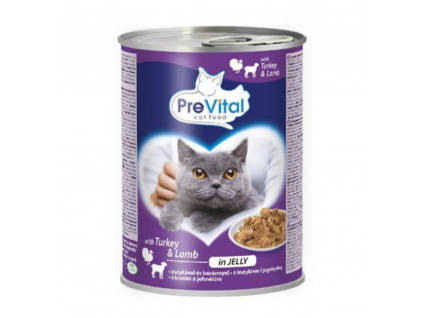 PreVital Cat konzerva krůtí a jehněčí v želé 415g