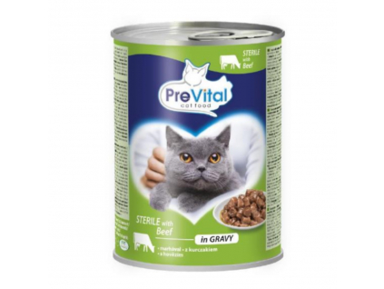 PreVital Cat konzerva sterile hovězí v omáčce 415g